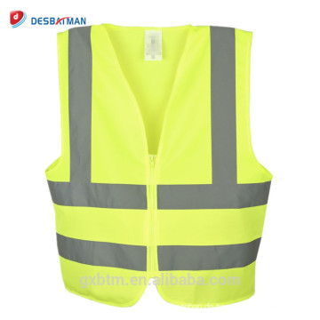 Gelbe reflektierende Arbeitskleidung ANSI / ISEA High Visibility Sicherheitsweste mit Reißverschluss